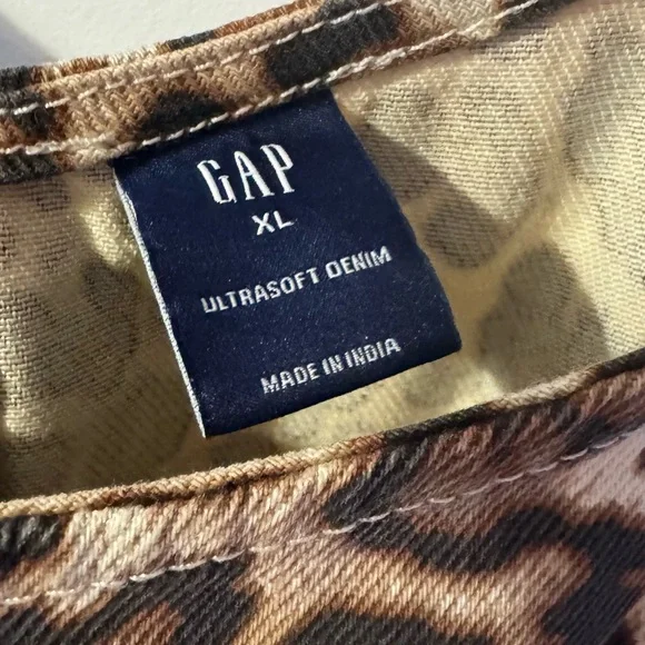 BNWOT GAP Ultrasoft Denim Leopard Mini Dress with pockets size XL - Picture 4 of 5